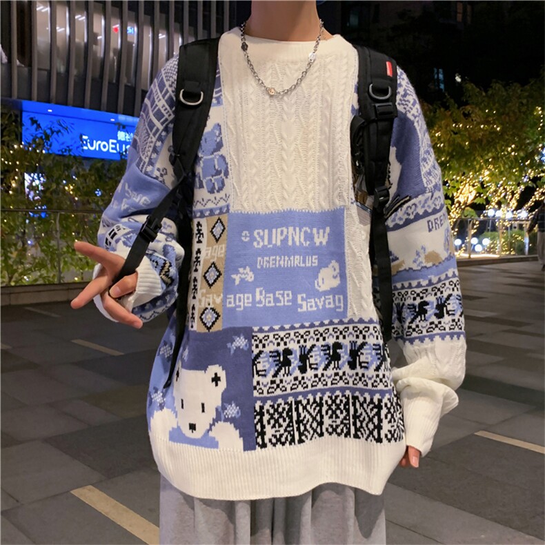 加厚秋冬季潮牌圣诞毛衣男圆领套头针织衫宽松休闲M363-P62,男装针织衫/毛衣,星座512-4