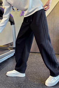 B340 K6025 P55 88 店主风小伙风条纹设计感弯刀休闲裤图片