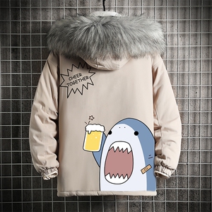 MM48137-P130 冬季大毛领棉衣男士大码加厚棉袄男棉服 网格图片