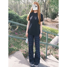 1014-1-kz577-夏季薄款格子裤微喇休闲裤男，男装休闲裤，星座1014-1