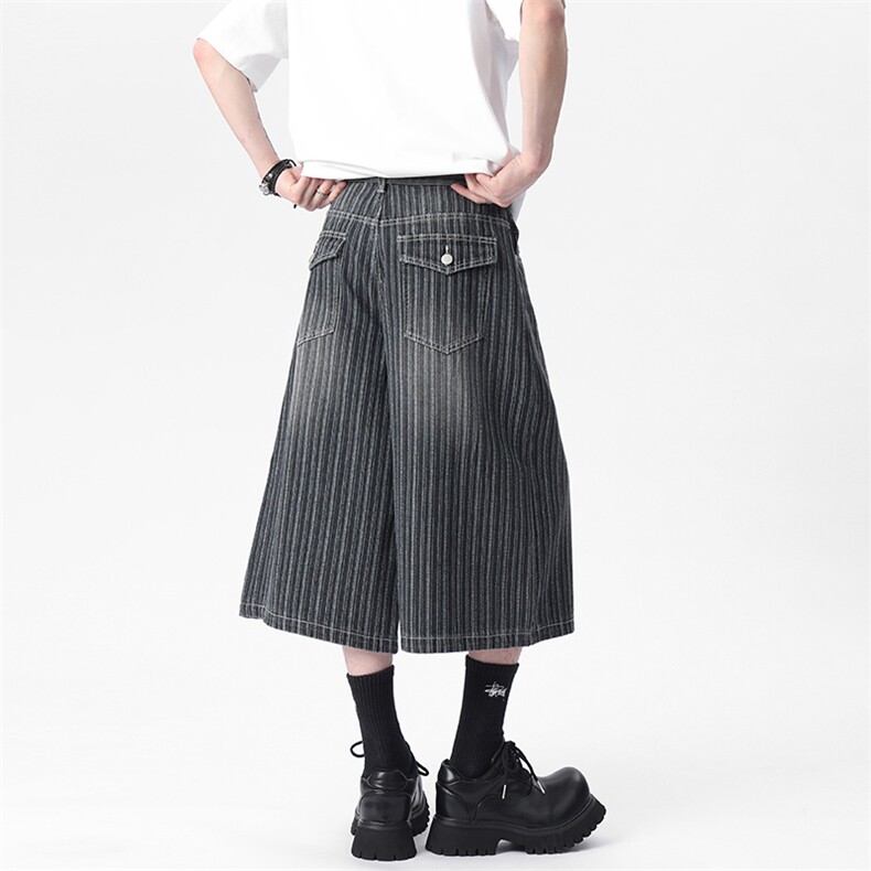 C315-Q7629微破洞风格店西服袋高品质钉扣条纹7分牛仔裤(P48X78)8图片