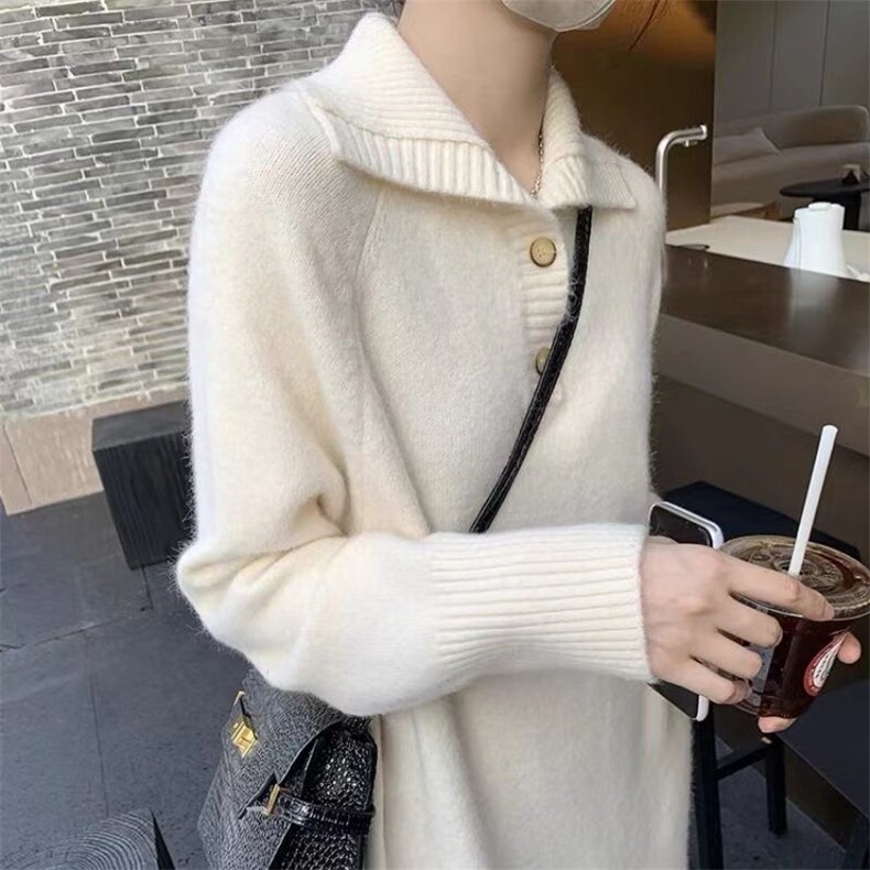 2024秋冬新款羊毛女士加厚翻领羊毛长裙,女装连衣裙,胜酷羊绒