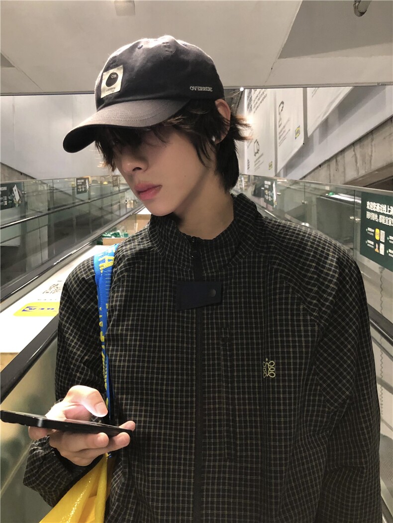 网图cleanfit翻领格子短款外套男款美式复古工装夹克JK1028-特P70,男装夹克,星座1007（原301D）