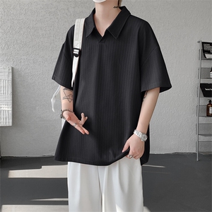 夏季新款男士冰丝肌理感短袖T恤翻领半袖T8110-P32图片