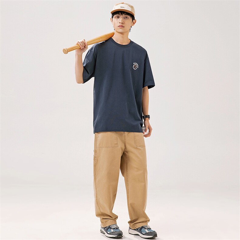 2025夏季新款男装日系潮牌纯棉印花圆领宽松短袖休闲T恤T936-F40,男装T恤,电商A101（原外27）