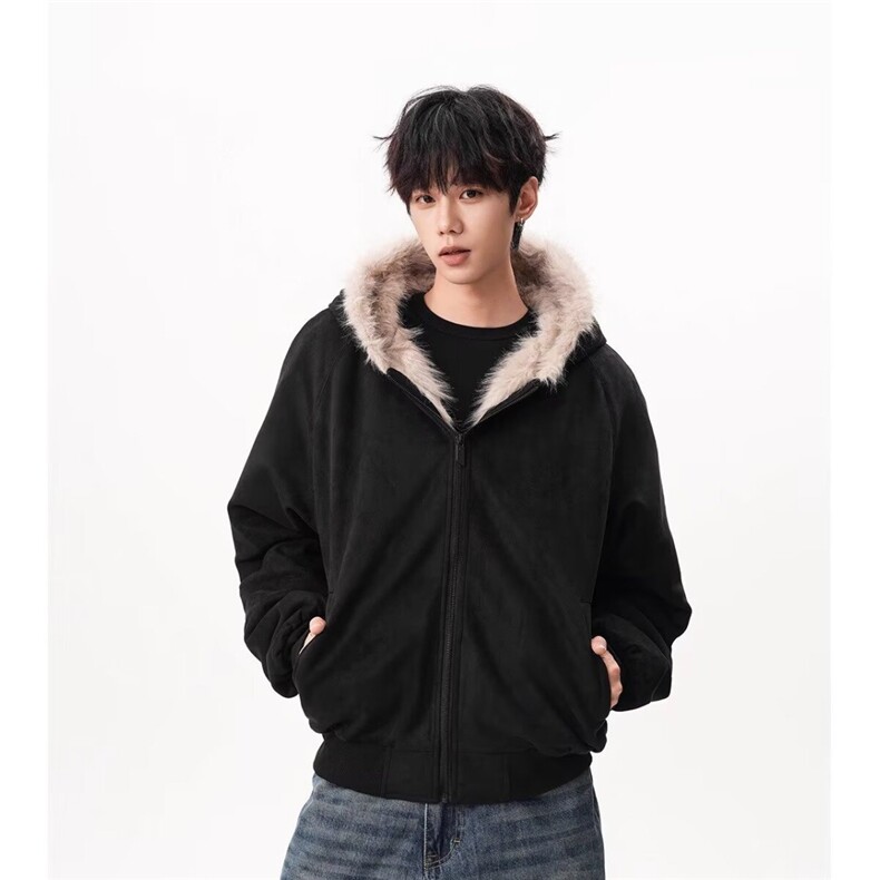 S411-P1002025美式座山雕毛领加绒加厚棉服夹克男女冬季,男装夹克,电商B323A