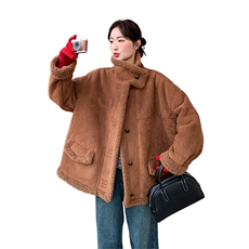 2025冬季新款！韩系复古皮毛一体外套，女装棉衣/棉服，1C151