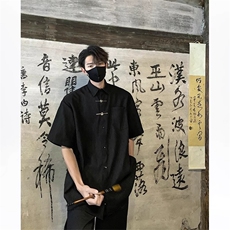 风提花短袖衬衫男夏季冰丝大码宽松新中式高级感休闲半袖衬衣潮，男装T恤，星座506A