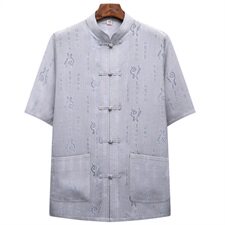款唐装衬衫787/爸爸唐装衬衣中国风民族服装短袖中老年夏装，男装衬衫，星座1216（原钱塘722）
