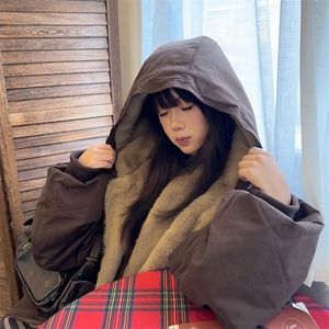 两面穿现货重磅短款座山雕棉衣男女双面穿毛毛绒棉服加厚外套图片