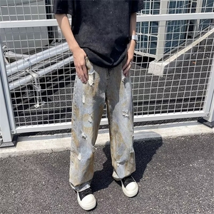 破洞牛仔裤男新款美式高街设计感小众做旧长裤潮 TG36 P45图片