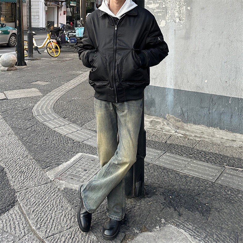 cleanfit巴家竹节牛仔裤高级感痞帅修身微喇叭裤,男装牛仔裤,星座310A-4