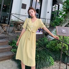 连衣裙时尚潮流中长款2021年夏季短袖优雅气质个性，女装连衣裙，艾艾淮淮