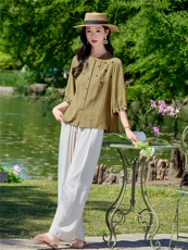 现货新品刺绣2026年夏季时尚品质女士两件套套装，女装套装/套裙，依万里