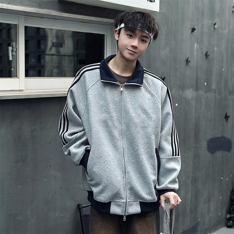 抖音得物高品质美式高街重磅结构设计拼接织带立领卫衣外套CM42，男装卫衣，电商A486