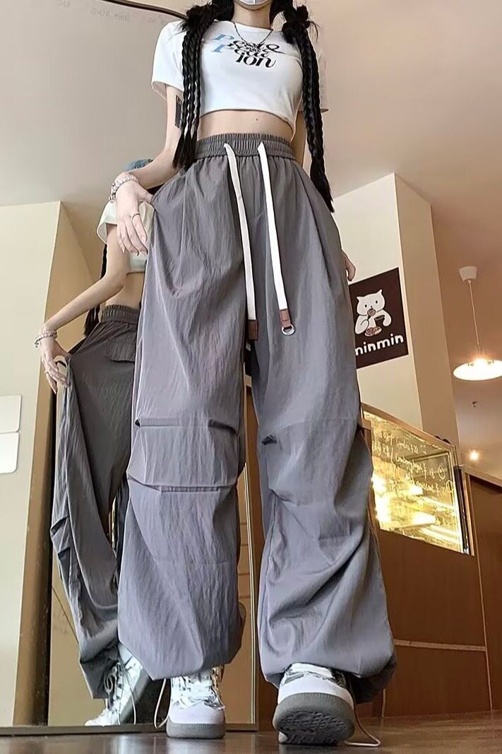 2024美式工装宽松显瘦褶皱伞兵直筒休闲运动裤CK1355-P45,男装休闲裤,星座313A-2