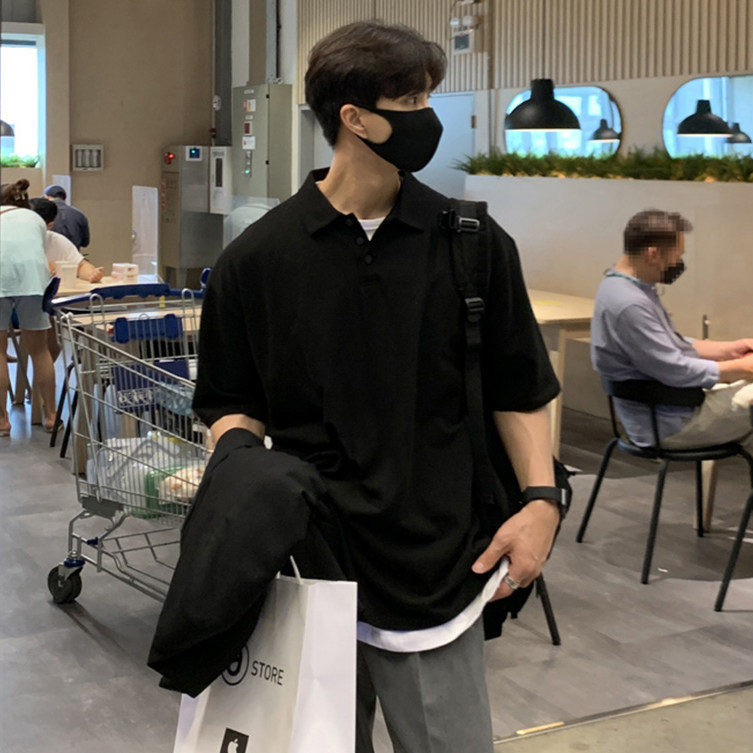 直播供应高品质220克精梳珠地光版纯色宽松短袖T恤翻领POLO衫P19,男装T恤,电商A486