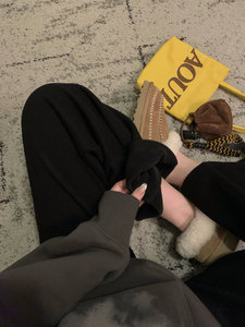 加绒微喇裤480g秋冬季显瘦黑色高腰喇叭裤休闲裤微喇长裤女图片