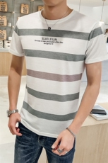 2021新款大码条纹夏季潮流青年修身休闲圆领短袖T恤男T530-，男装T恤，电商A441