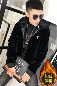 1仿皮草加绒棉服社会小伙加厚帅气男棉衣保暖外套C301B-PC01图片