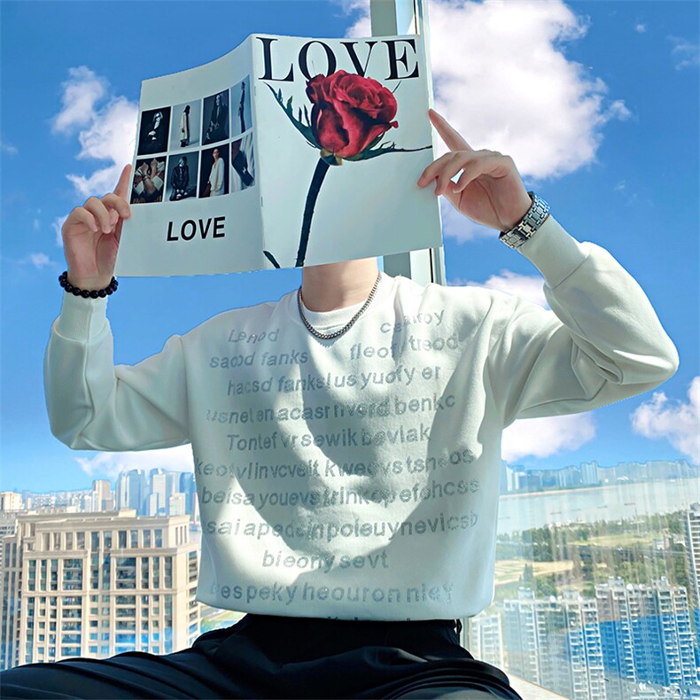 AW186/P78控108秋季社会小伙烫钻打底上衣百搭高级潮流卫衣男黑首,男装T恤,星座305B-1