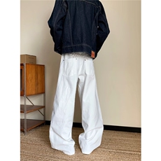 白色牛仔裤男女韩版潮流高街百搭直筒2025秋冬ins长裤RK3183-P49，男装牛仔裤，星座412-3