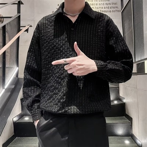 日系五分袖春夏季新款衬衫潮流慵懒男方领衬衫C01P38图片