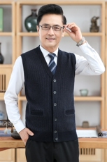 秋冬季毛衫系扣开衫打底衫中老年男保暖针织毛衣外套爸爸上衣，男装针织衫/毛衣，钱塘6003（原4033）