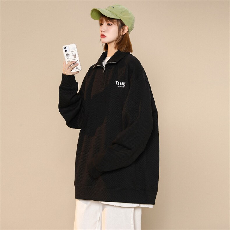 春季新品立体提花拉链翻领套头中性风时尚卫衣男女481-P58控价78,男装卫衣,电商A441-1