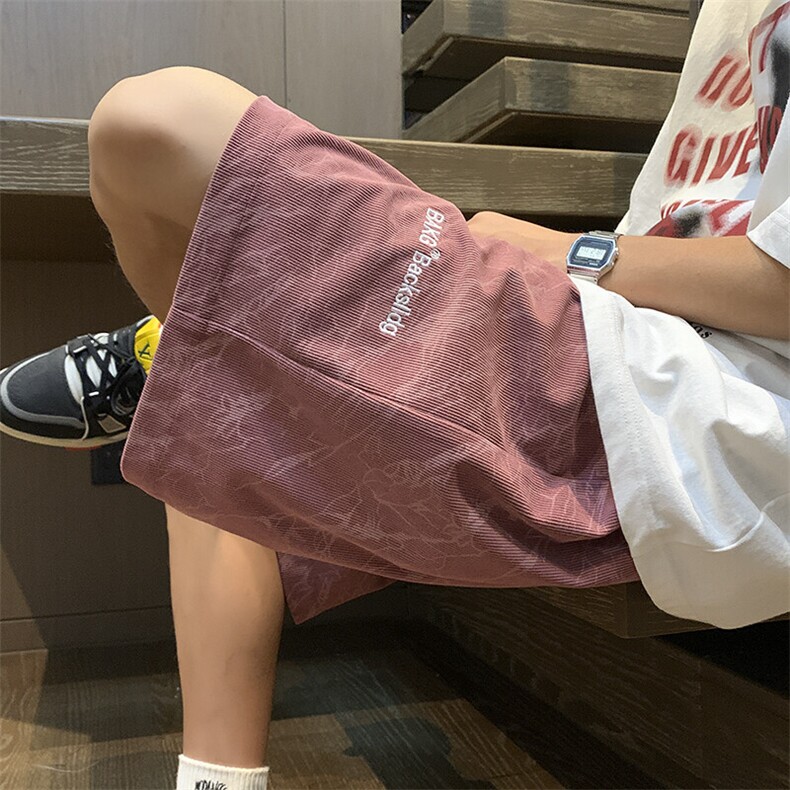 迷彩高级感运动短裤男生夏季美式复古hiphop潮流宽松过膝五分裤子,男装休闲裤,星座604