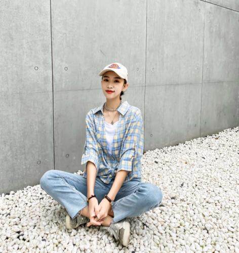 格子假两件小衫，女装，百变诱惑