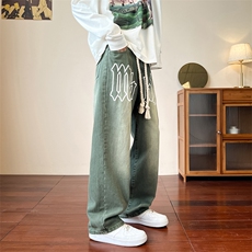 麻绳印花牛仔裤直筒B342-NK7003-P55，男装牛仔裤，电商B342