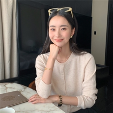 2025秋冬百搭时尚简约开衫圆领长袖针织衫，女装羊绒衫，玛卡隆羊绒