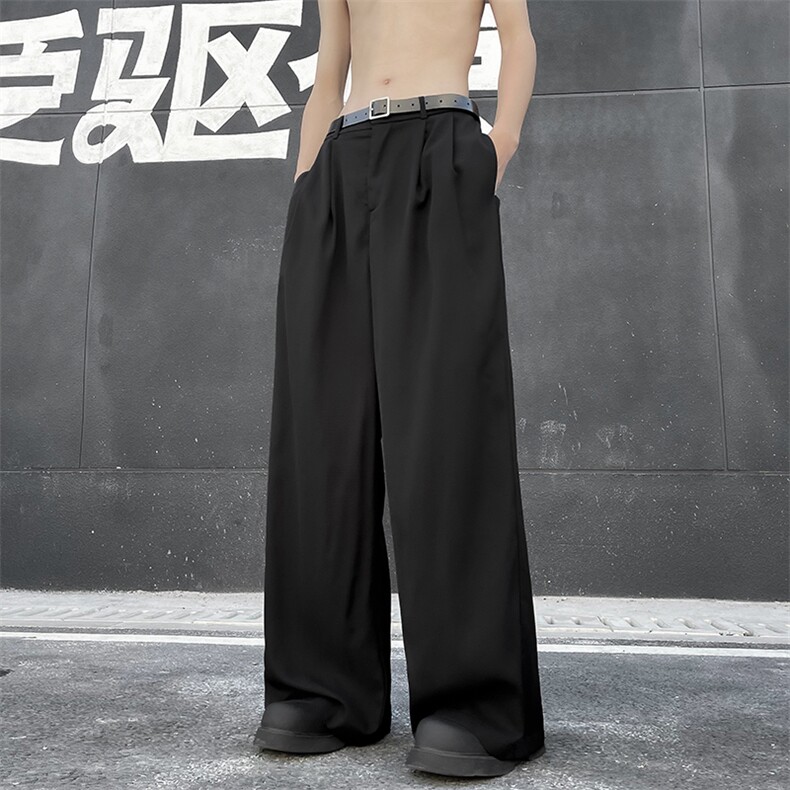 西装裤子男日系裤子宽松直筒休闲长裤垂感阔腿西裤K310-P45,男装西裤,星座308B-1