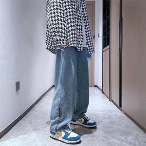 2023春季新款直筒宽松阔腿简约百搭男牛仔裤K513P40图片