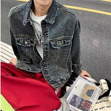 美式夹克男春秋新款潮牌工装宽松百搭复古牛仔外套帅气35122-p75，男装夹克，星座1008