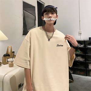 抖音得物二开 现货 220克夏装重磅美式高街宽松短袖t恤 MT207图片