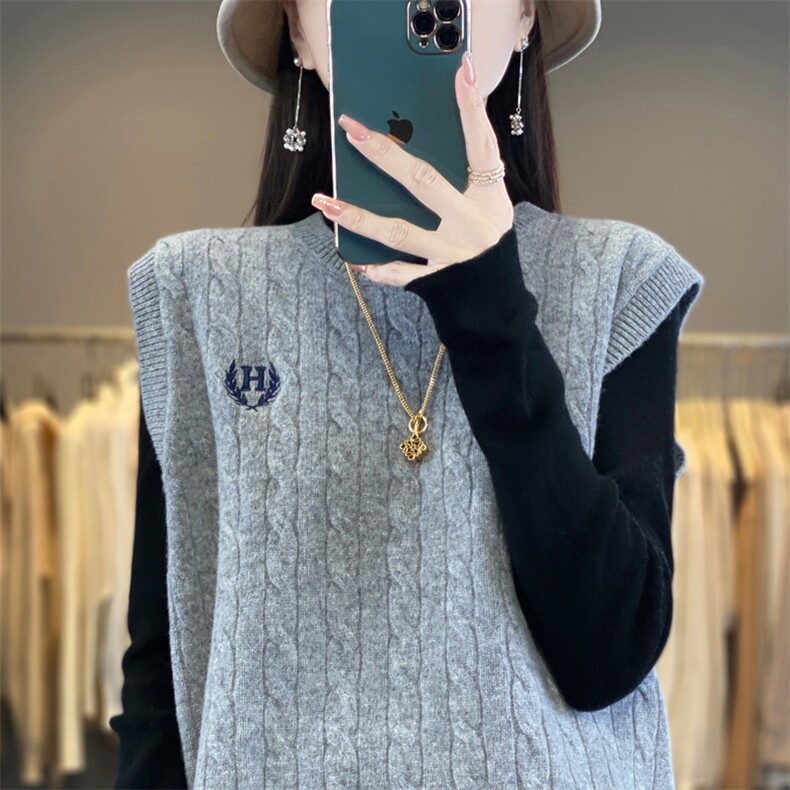 2024秋冬新款羊毛女士羊毛背心马甲,女装马甲,润辉羊绒