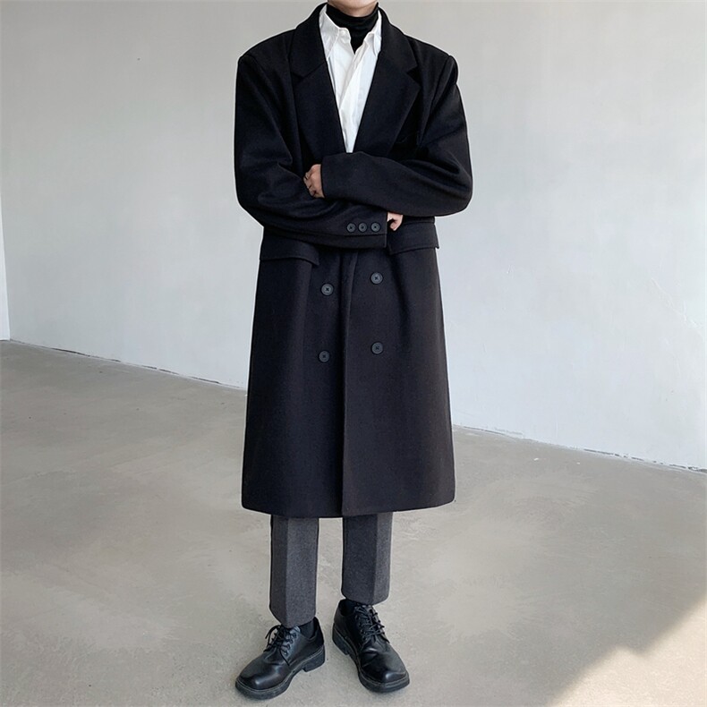 中长款毛呢大衣男2024新款春秋季棉外套高级感英伦风衣JK0252-P98,男装风衣,星座308B-2