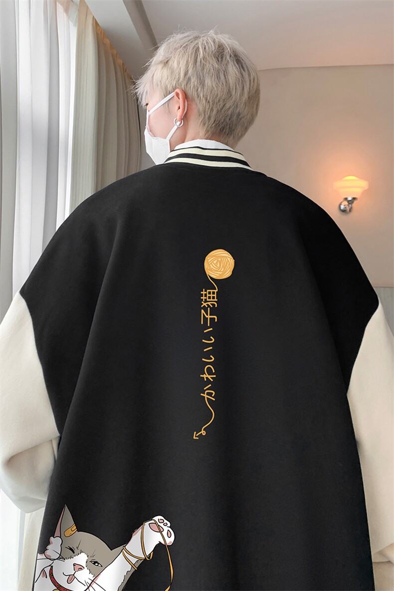 摇粒绒棒球服男大码开衫卫衣男夹克BF86013-P65,男装夹克,电商A040