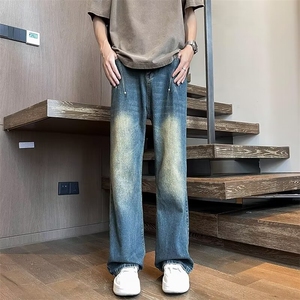 复古垂感宽松牛仔裤男春秋水洗做旧直筒宽松休闲裤子 NA017图片