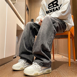 美式复古牛仔裤男潮设计感小众高街痞帅高级感裤子情侣31220-p48图片