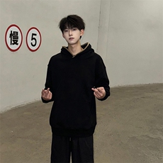抖音得物高品质二开25秋冬美式重磅宽松纯色连帽贝壳刺绣卫衣W63，男装卫衣，电商A486-1