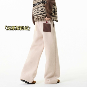 抖音品质撞色刺绣加绒摇粒绒保暖休闲裤B315-K25892JR-特p50控98图片