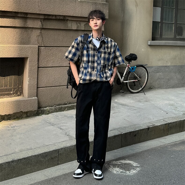 直筒牛仔裤男春夏季2025新款宽松复古阔腿休闲长裤子潮783-P55图片