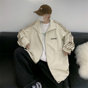 现货2024新款春季条纹开衫卫衣潮牌运动情侣棒球服夹克 W7879-P58图片