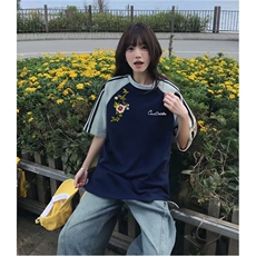 抖音得物品质二开240克宽松纯棉美式潮牌插肩三杠织带短袖T恤，男装T恤，电商A486
