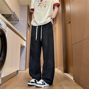 K5036/特P30男士新款夏季冰丝扎染休闲裤男薄款垂感阔腿长裤子图片