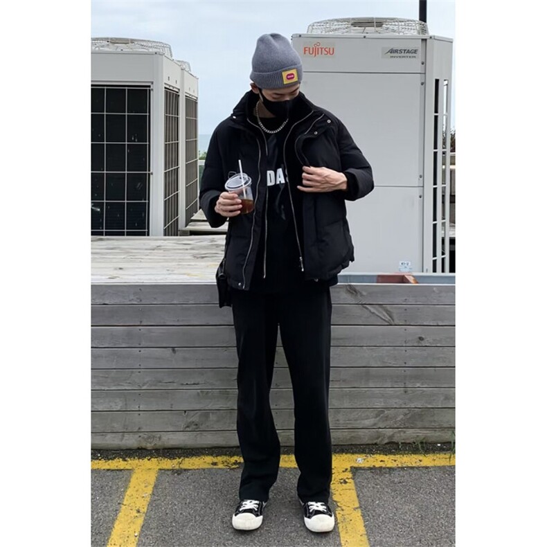 冬季新款男士假两件棉衣外套宽松休闲立领加厚设计感棉服棉袄潮流,男装棉衣,星座601-2