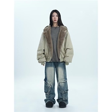 冬季新款休闲宽松羊羔毛双面穿棉服女外套保暖棉衣LM60411-P110，男装棉衣，星座1008